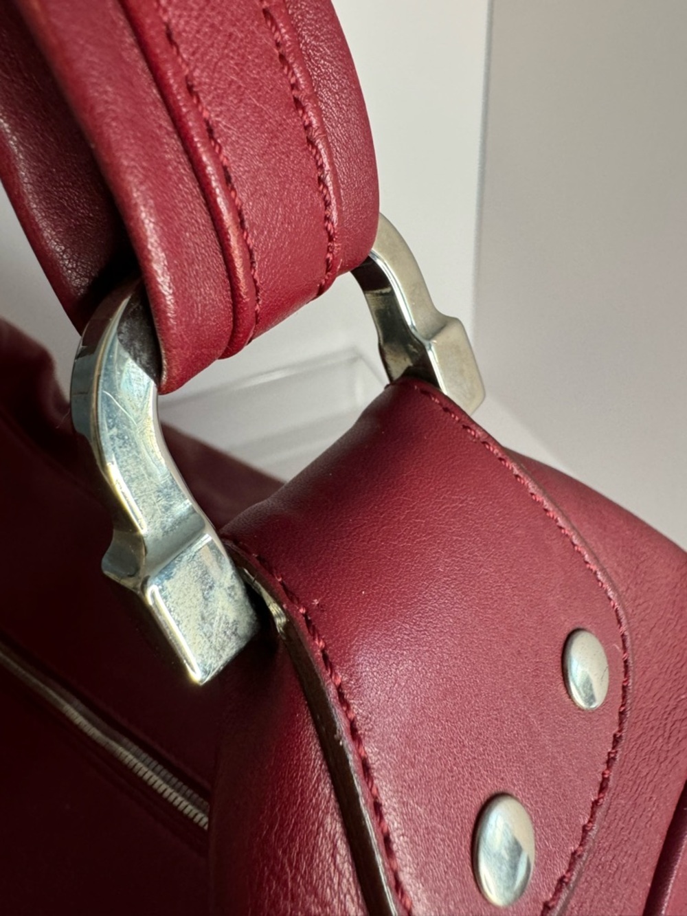 #282 Tod's Burgandy Large Leather Hobo Shoulder Bag w/ Dust Bag - Picture 7 of 17